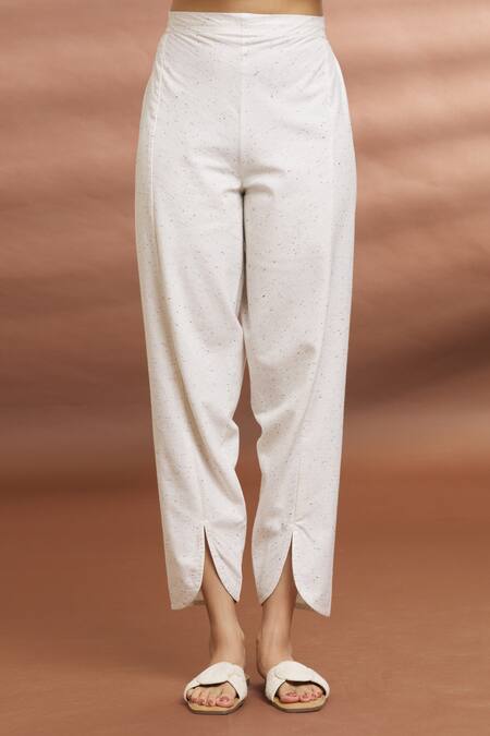 Shop Naintara Bajaj White Cotton Boat Neck Overlap Top And Pant Set Online at Aza Fashions Shop_Naintara Bajaj_White Cotton Boat Neck Overlap Top And Pant Set _Online_at_Aza_Fashions