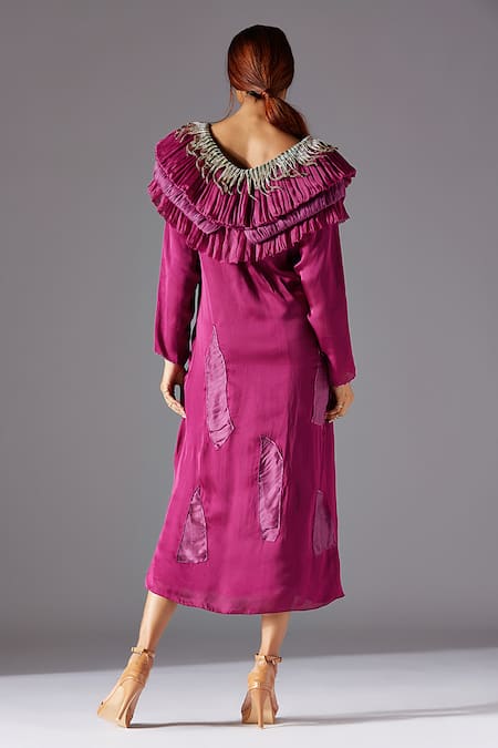 Shop A Humming Way Pink Organza And Bamberg Georgette Embroidered Gill Fungi Dress at Aza Fashions Shop_A Humming Way_Pink Organza And Bamberg Georgette Embroidered Gill Fungi Dress _at_Aza_Fashions