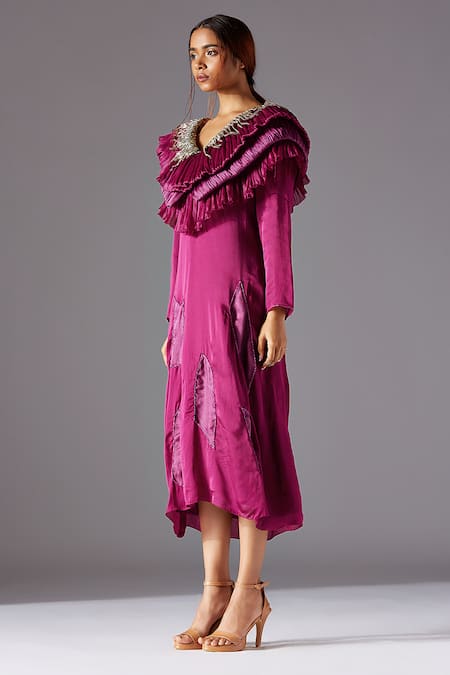 A Humming Way Pink Organza And Bamberg Georgette Embroidered Gill Fungi Dress Online at Aza Fashions A Humming Way_Pink Organza And Bamberg Georgette Embroidered Gill Fungi Dress _Online_at_Aza_Fashions