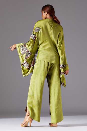A Humming Way Shrubbery Kimono Top & Corrugated Colorblock Pant Set 