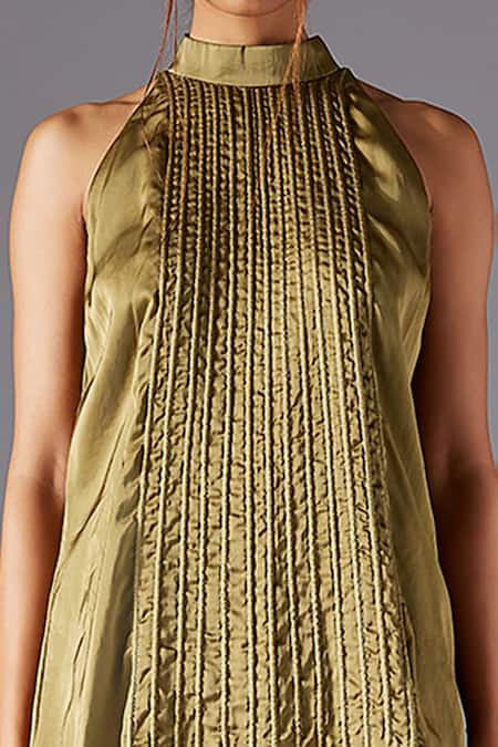 Buy A Humming Way Green Georgette, Satin Embroidery Halter Neck Top And Sharara Set Online at Aza Fashions Buy_A Humming Way_Green Georgette, Satin Embroidery Halter Neck Top And Sharara Set _Online_at_Aza_Fashions