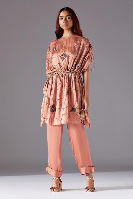 A Humming Way Barberry Kaftan Dress & Simple Pant Set 