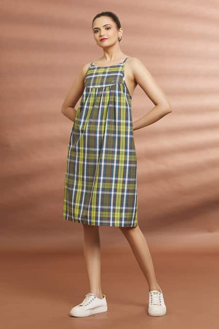 Checked strappy outlet dress