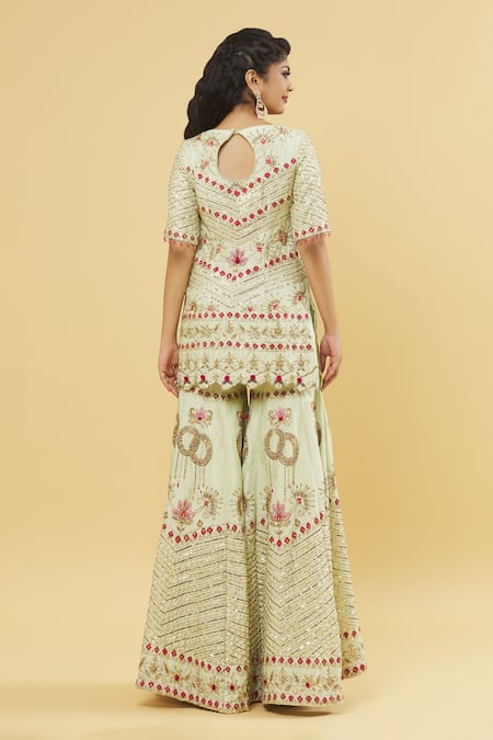 Kanj By Priyanka A Sakhuja Hand Embroidered Kurta Gharara Set 