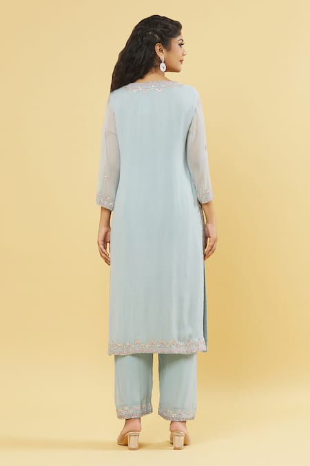 Kanj By Priyanka A Sakhuja Resham & Gota Embroidered Kurta Set 