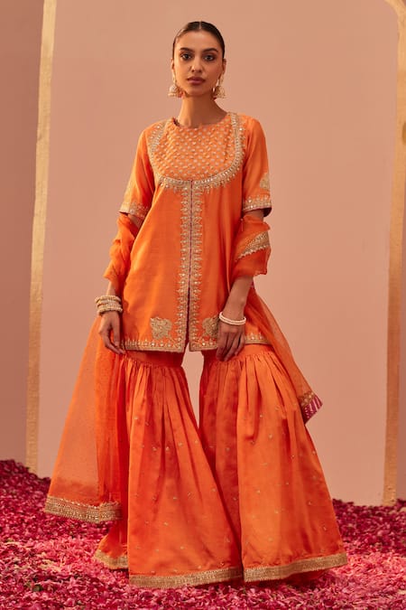 Sheetal Batra Suhair Silk Chanderi Kurta Gharara Set 