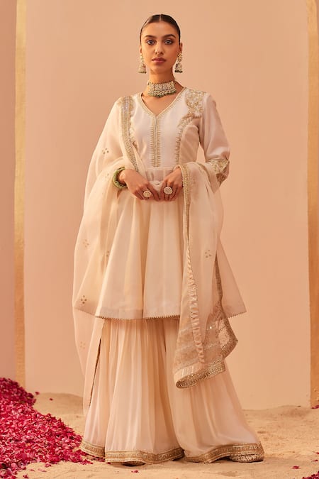 Sheetal Batra Fatima Embroidered Peplum Anarkali Gharara Set 