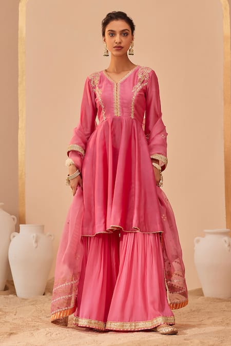 Sheetal Batra Fatima Zari Embroidered Peplum Anarkali Set 