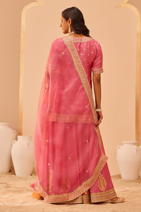 Sheetal Batra Faaiza Silk Chanderi Embroidered Kurta Lehenga Set 