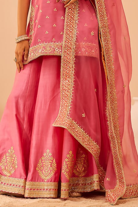 Sheetal Batra Pink Silk Organza, Silk, Chanderi Embroidery, Faaiza Kurta Lehenga Set Online at Aza Fashions Sheetal Batra_Pink Silk Organza, Silk, Chanderi Embroidery, Faaiza Kurta Lehenga Set _Online_at_Aza_Fashions