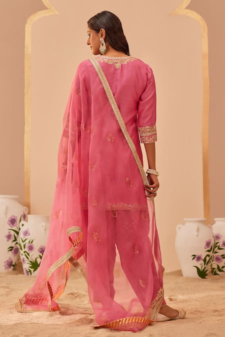 Sheetal Batra Pink , Chanderi, Satin, Bamboo, Organza Cut Nafisah Kurta Salwar Set Online at Aza Fashions Sheetal Batra_Pink , Chanderi, Satin, Bamboo, Organza Cut Nafisah Kurta Salwar Set _Online_at_Aza_Fashions