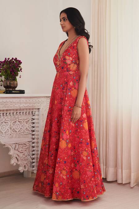 Flora Dress - Oasis Red Floral Sleeveless Midi Dress - Ulla Johnson