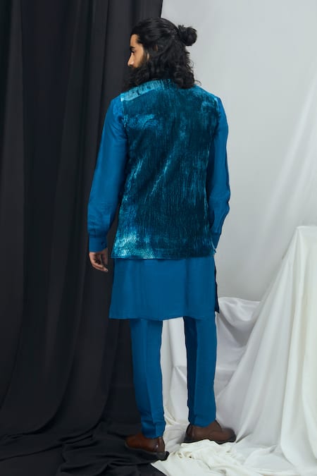 Nirmooha Blotch Print Velvet Kurta Set 