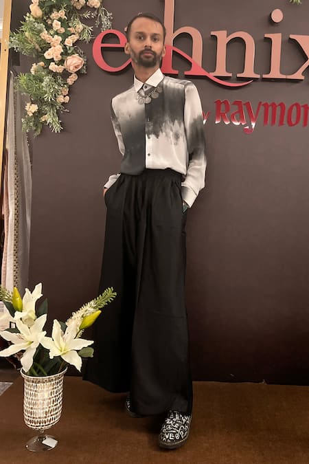 Shop_Nirmooha_White Crepe Splash Print Shirt _Online_at_Aza_Fashions