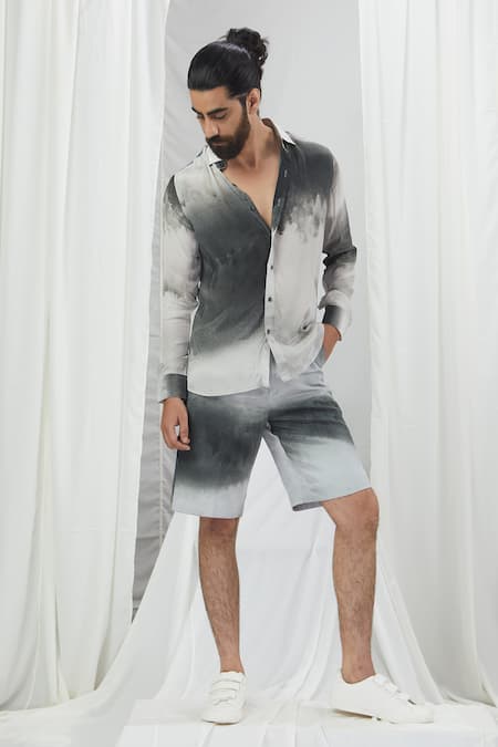 Shop_Nirmooha_White Crepe Splash Print Shirt 