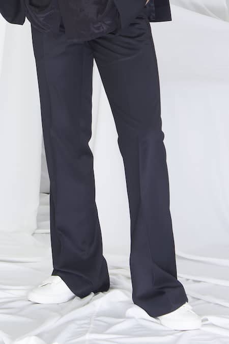 Buy_Nirmooha_Black Wool Solid Flared Pant _Online_at_Aza_Fashions