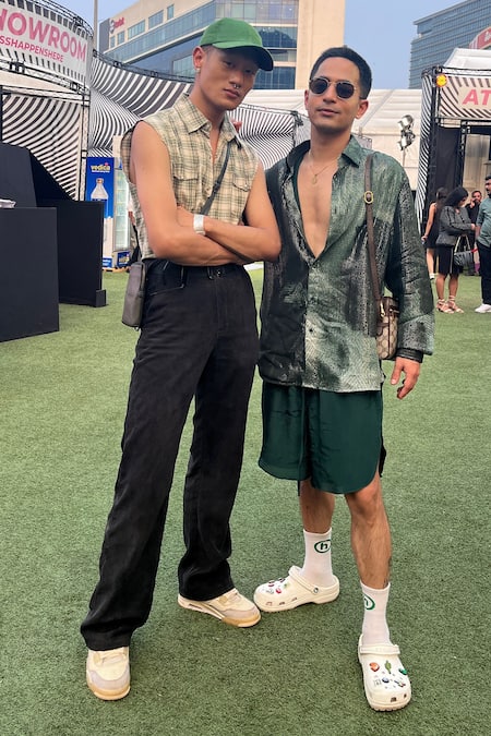 Nirmooha_Emerald Green Crepe Solid Shorts _Online_at_Aza_Fashions