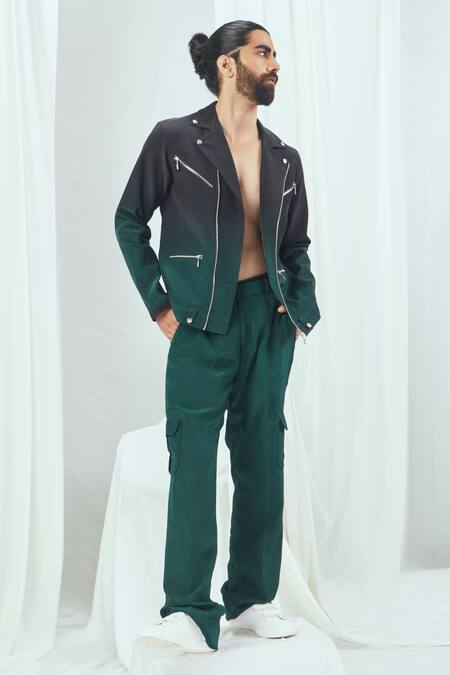 Nirmooha_Emerald Green Crepe Solid Baggy Pant _at_Aza_Fashions