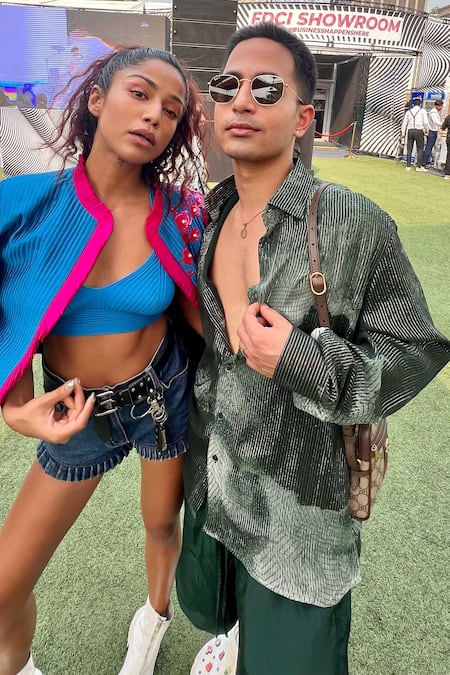 Buy_Nirmooha_Emerald Green Lurex Embroidery Blotch Print Shirt _Online_at_Aza_Fashions