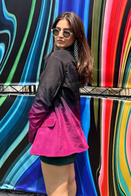 Nirmooha Purple Crepe Ombre Blazer Online at Aza Fashions Nirmooha_Purple Crepe Ombre Blazer _Online_at_Aza_Fashions