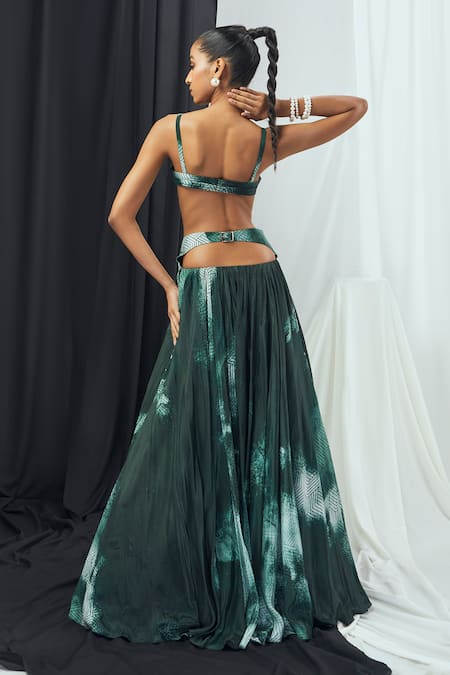 Nirmooha Blotch Print Lehenga With Bralette 