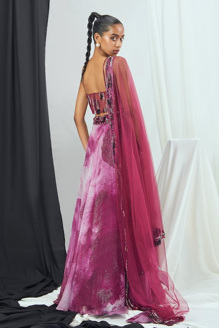 Nirmooha Blotch Print Lehenga & Corset Set 