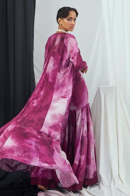Nirmooha Blotch Print Cape Sharara Set 