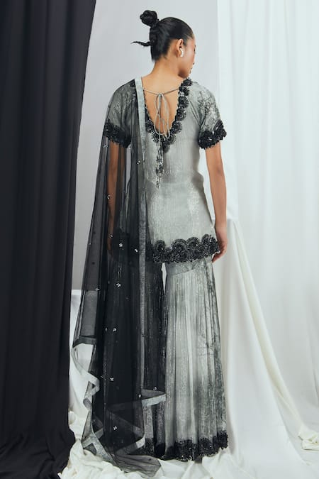 Nirmooha Placement Hand Embroidered Kurta Sharara Set 