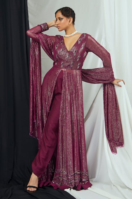 Nirmooha Hand Embroidered Front Slit Anarkali Set 