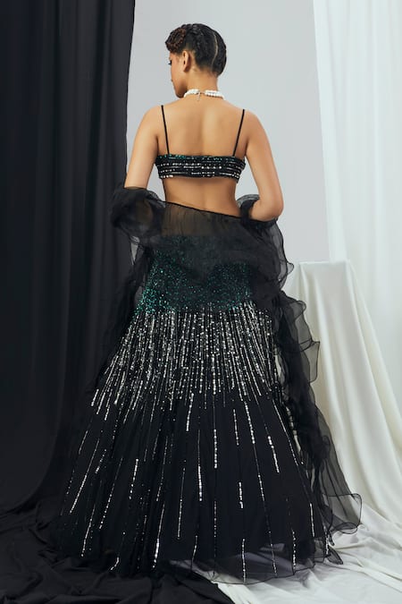 Nirmooha Sequin Hand Embroidered Lehenga Set 