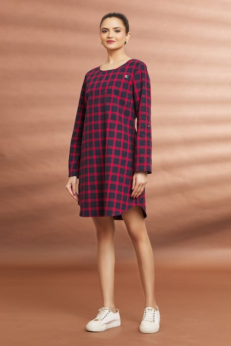 Women's Cotton Pink Check Shirt Dress – Stylestone