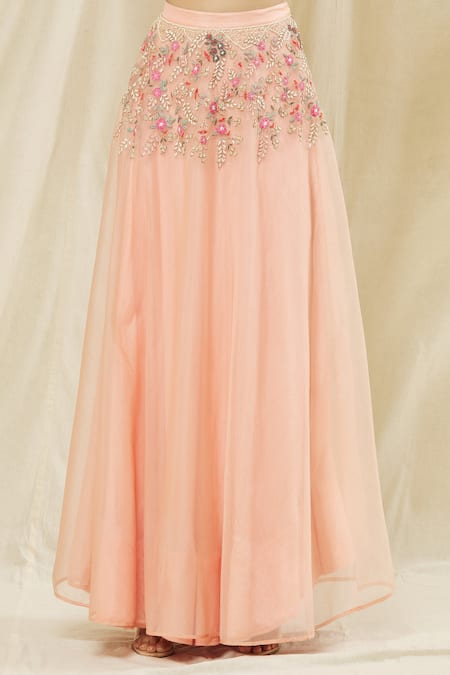 Buy Vasavi Shah Pink Silk, Organza Sequins, Embroidery Round Neck Cape And Skirt Set Online at Aza Fashions Buy_Vasavi Shah_Pink Silk, Organza Sequins, Embroidery Round Neck Cape And Skirt Set _Online_at_Aza_Fashions