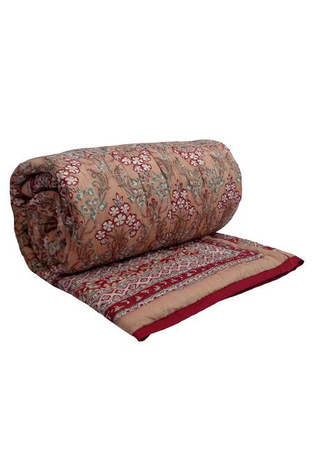 Shop Cocobee Multi Color Cotton Hand Block Printed Floral Jaal Quilt at Aza Fashions Shop_Cocobee_Multi Color Cotton Hand Block Printed Floral Jaal Quilt_at_Aza_Fashions