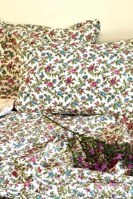 Shop_Cocobee_Multi Color Cotton Printed Floral Bedspread _at_Aza_Fashions