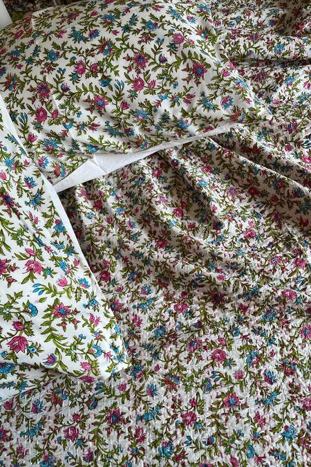 Cocobee_Multi Color Cotton Printed Floral Bedspread _Online_at_Aza_Fashions