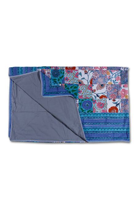 Shop_Cocobee_Multi Color Cotton Printed Flower Bedspread _at_Aza_Fashions