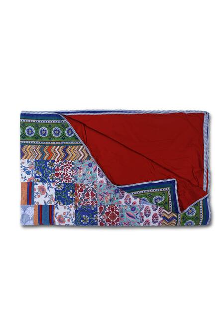 Cocobee_Multi Color Cotton Printed Patchwork Bedspread_Online_at_Aza_Fashions