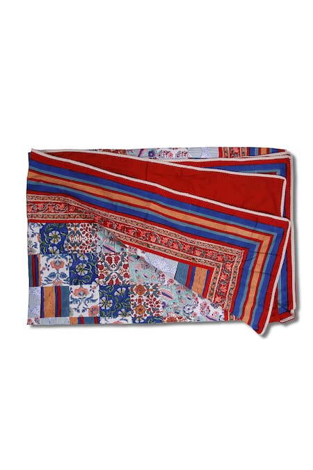 Shop_Cocobee_Multi Color Cotton Printed Quilted Pattern Bedspread _at_Aza_Fashions