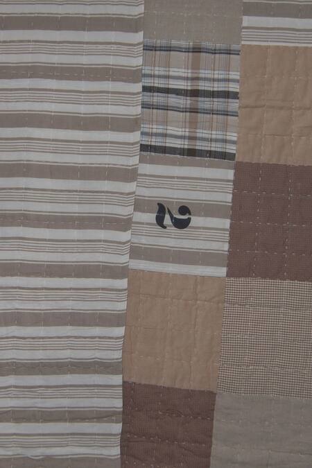 Cocobee_White Cotton Printed Stripe Quilt _Online_at_Aza_Fashions
