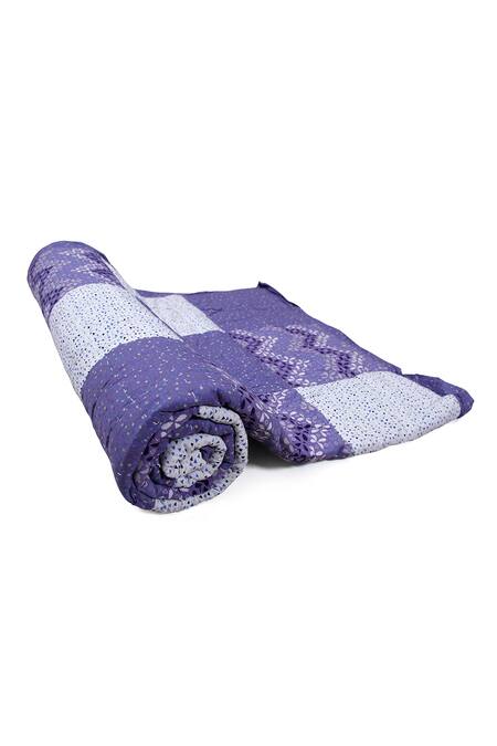 Shop_Cocobee_Purple Cotton Printed Geometric Quilt _at_Aza_Fashions
