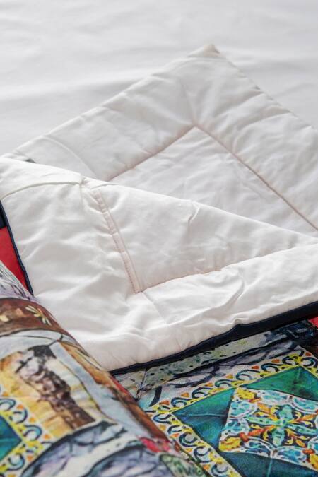 Shop_Cocobee_Multi Color Silk Printed Landscape Quilt _at_Aza_Fashions