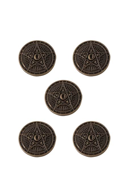Cosa Nostraa_Gold Cosmic Carved Buttons - Set Of 5 _Online_at_Aza_Fashions