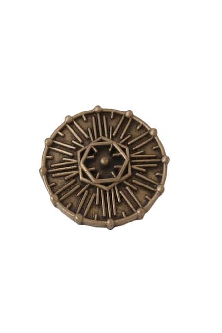 Buy_Cosa Nostraa_Gold Cut Work Vintage Hexagon Carved Buttons - Set Of 7 _Online_at_Aza_Fashions