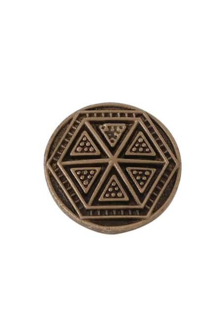 Buy Cosa Nostraa Gold Cut Work Double Hexagon Carved Buttons - Set Of 7 Online at Aza Fashions Buy_Cosa Nostraa_Gold Cut Work Double Hexagon Carved Buttons - Set Of 7 _Online_at_Aza_Fashions