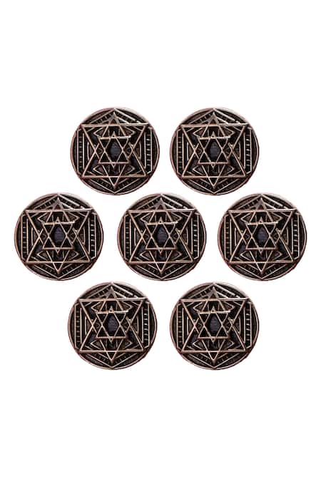 Cosa Nostraa Gold Cut Work Star Carved Buttons - Set Of 7 Online at Aza Fashions Cosa Nostraa_Gold Cut Work Star Carved Buttons - Set Of 7 _Online_at_Aza_Fashions