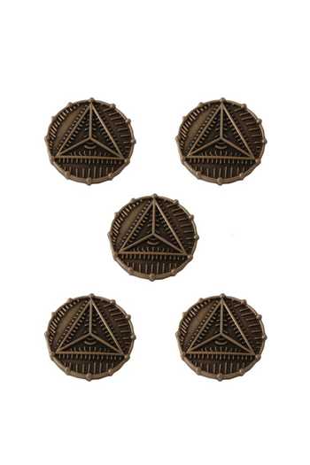Cosa Nostraa Gold Bermuda Triangle Carved Buttons - Set Of 5 Online at Aza Fashions Cosa Nostraa_Gold Bermuda Triangle Carved Buttons - Set Of 5 _Online_at_Aza_Fashions