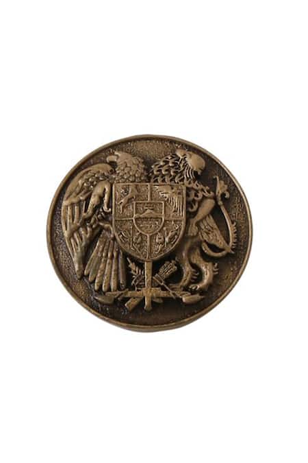 Buy_Cosa Nostraa_Gold Ark Peace Carved Buttons - Set 5 _Online_at_Aza_Fashions