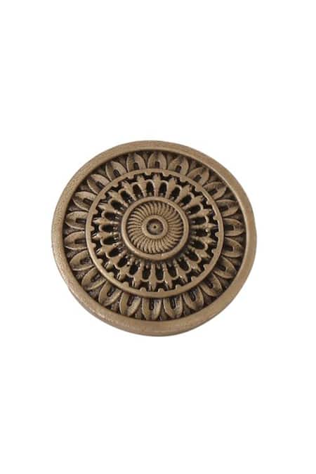 Buy Cosa Nostraa Gold Circular Charm Carved Buttons - Set Of 5 Online at Aza Fashions Buy_Cosa Nostraa_Gold Circular Charm Carved Buttons - Set Of 5 _Online_at_Aza_Fashions