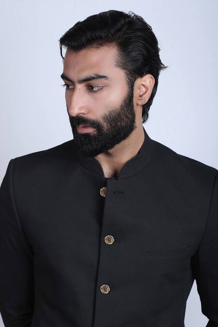 Cosa Nostraa_Gold Embroidery Regal Rose Carved Buttons - Set Of 7 _Online_at_Aza_Fashions