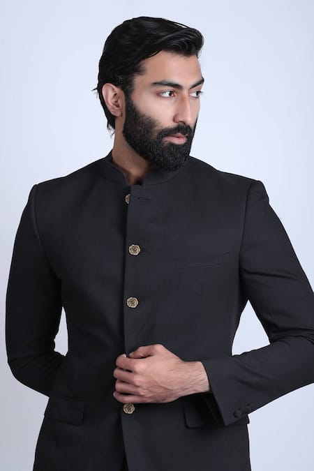 Cosa Nostraa_Gold Embroidery Regal Rose Carved Buttons - Set Of 7 _at_Aza_Fashions